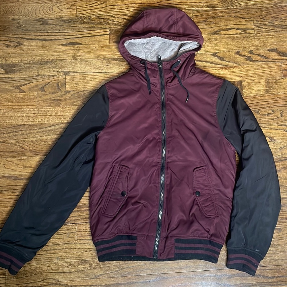 Maroon and black jacket